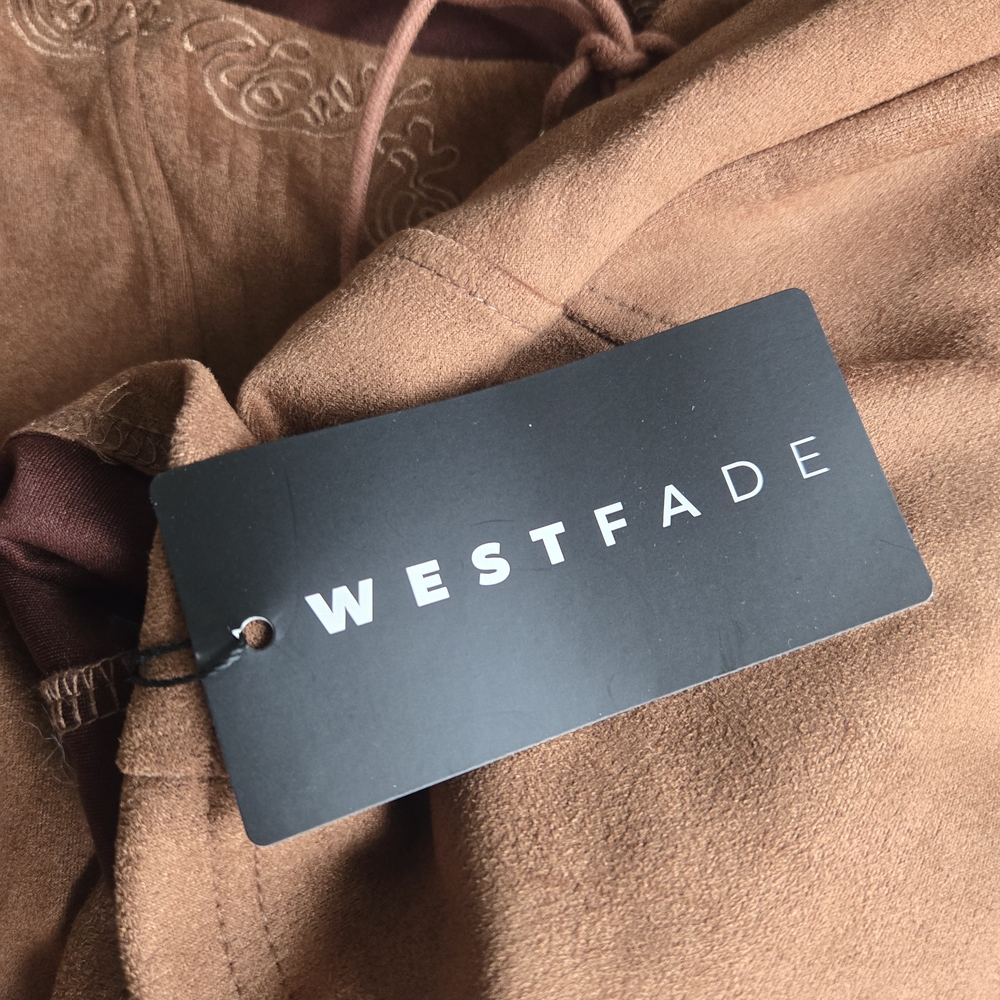 NWT Westfade Faux Suede Lace-Up Western Vest | Brown Boho Cowgirl Top - Picture 5 of 6